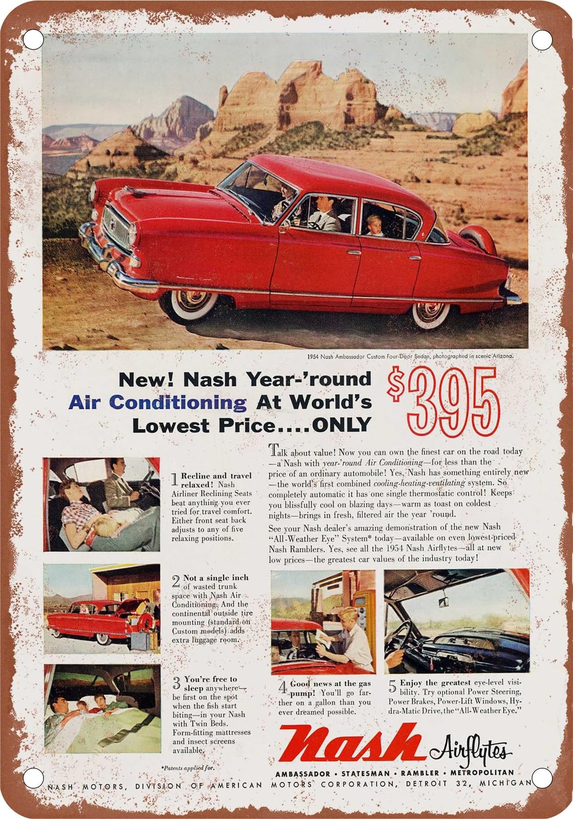METAL SIGN - 1954 Nash Vintage Ad 02 - Old Retro Rusty Look home decor