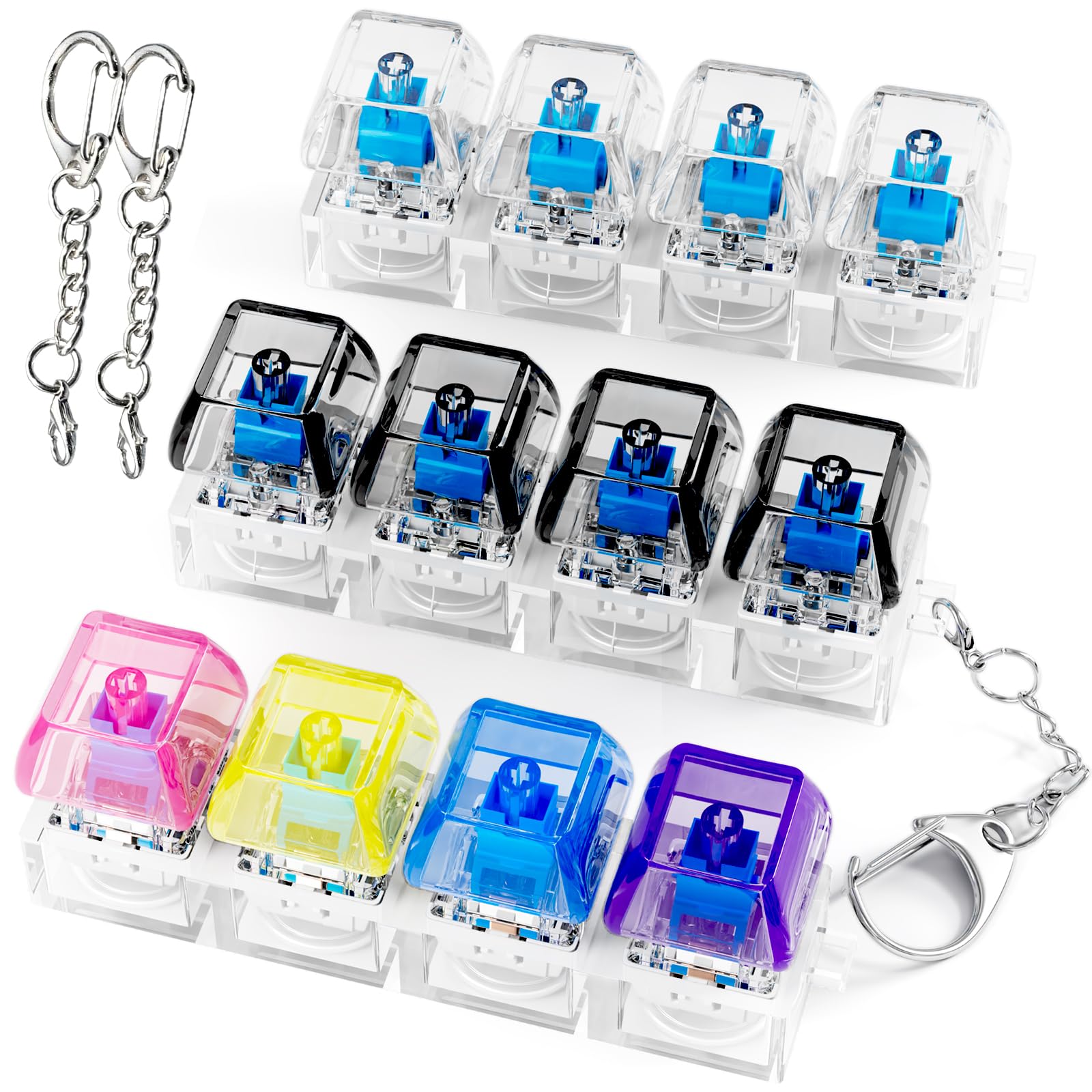 Photo 1 of Penkyer Keyboard Fidget Toy Keychain - 3 Pack with LED Light