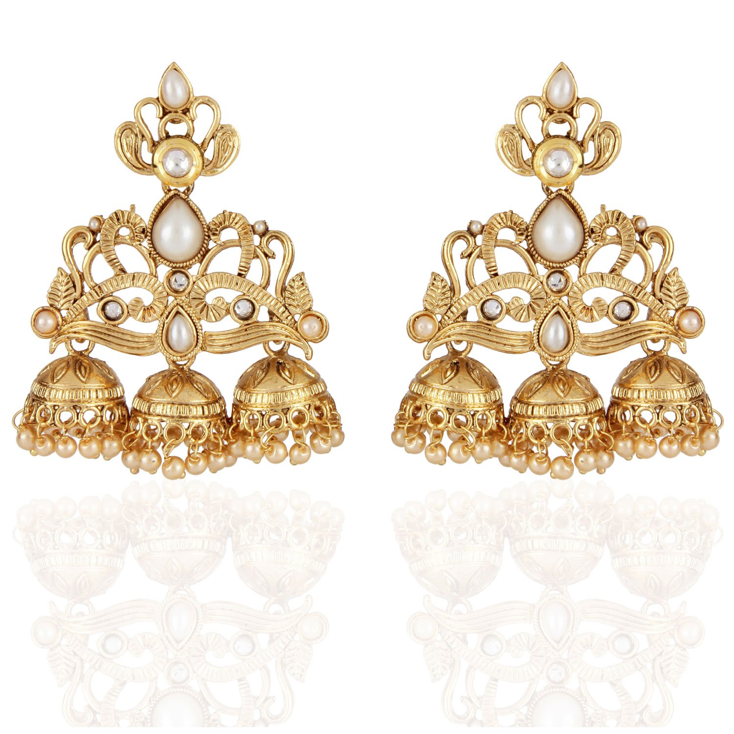 Shining Diva Fashion Gold Plated Pearl Hanging Earrings for Women and Girls(Golden)(8456er) (B075V8KKXF) Amazon Price History, Amazon Price Tracker