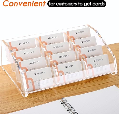 Miniatura 5 de Soporte para tarjetas de visita para escritorio, acrílico transparente, soporte para tarjetas de visita para mujeres y hombres, 12 ranuras de 4