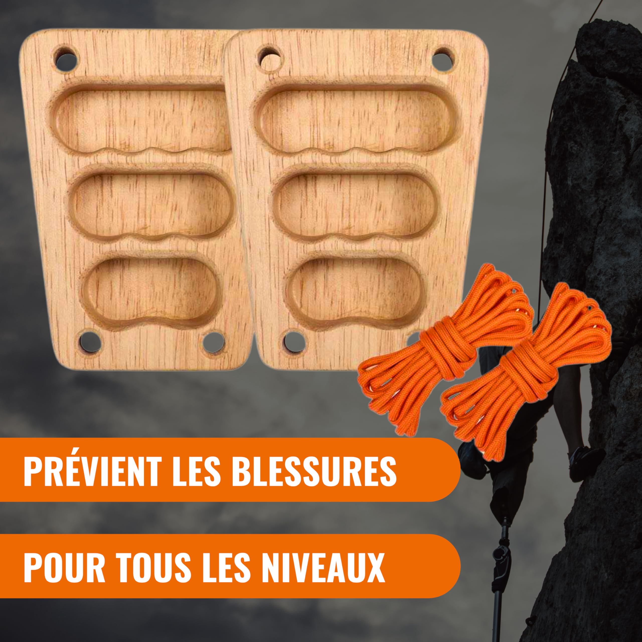 Hangboard REXLIA En Bois – Kit D’entraînement Portable Pour Grimpeurs, Augmente Force Et Technique De Préhension