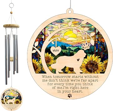 Newfoundland Dog Wind Chimes Memorial, Personalized Pet Memorial for Dogs Suncatcher, Dog Loss Memorial Ornament, Sympathy Windchime Outside Garden Decor, Loss of Pet Remembrance Gift