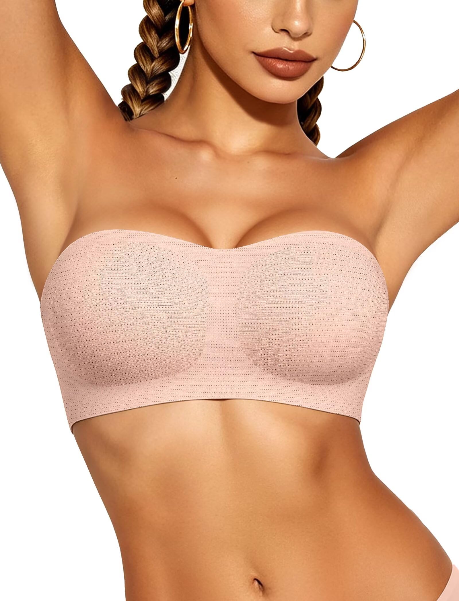 Vertvie Strapless Bra Jelly Push Up Seamless Wireless Tube Top