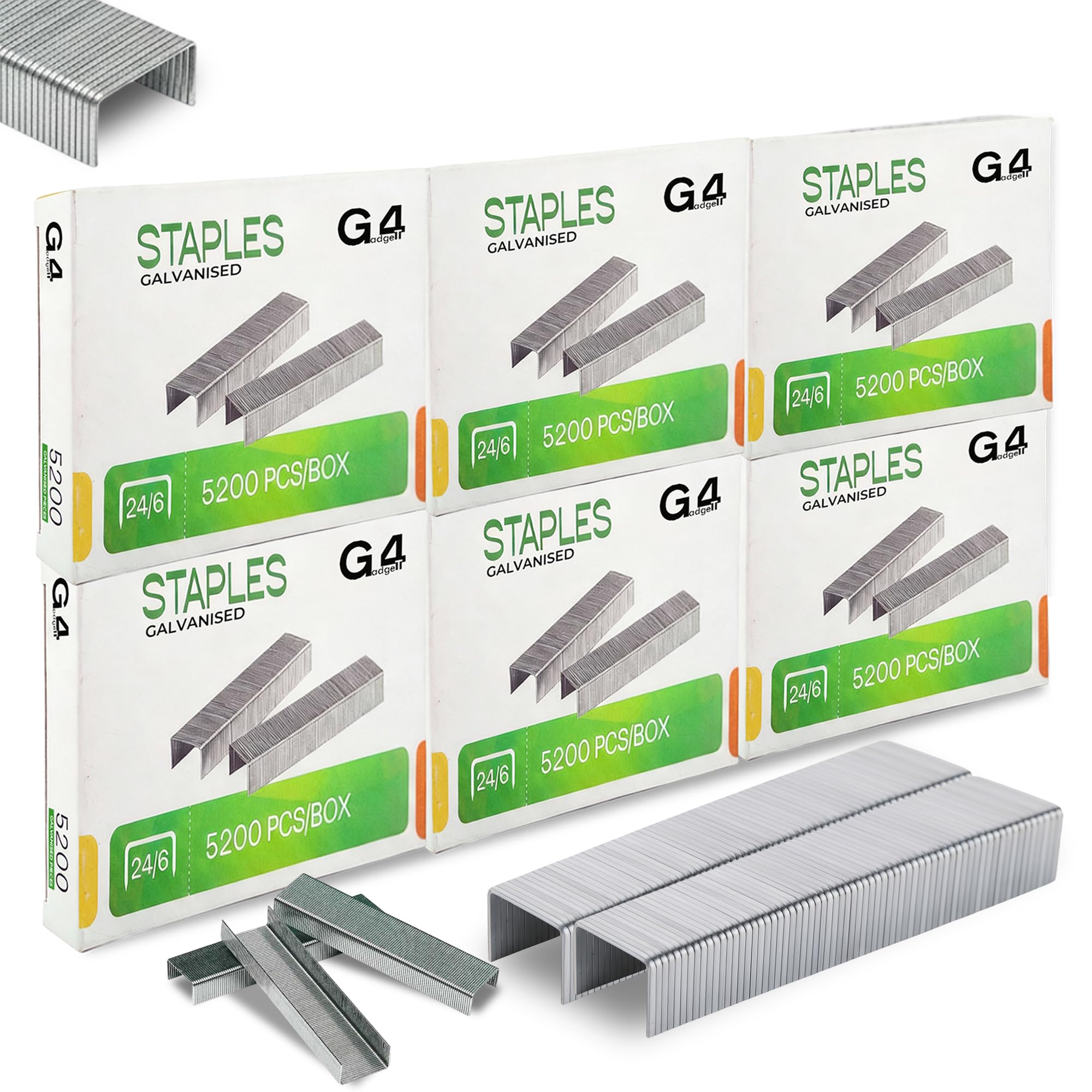 G4GADGET 6x Boxes of 5000 Staples 24/6 Standard Size | Durable 24/6mm Staples for Desktop Staplers & Use | Premium Office & Home Stationery Supplies