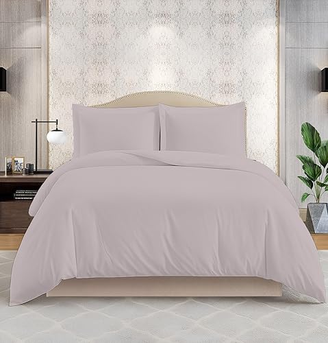 Kotton Culture Juego de funda de edredón 100% algodón egipcio de 3 piezas de 1200 hilos, funda de edredón suave con cremallera y lazos en las