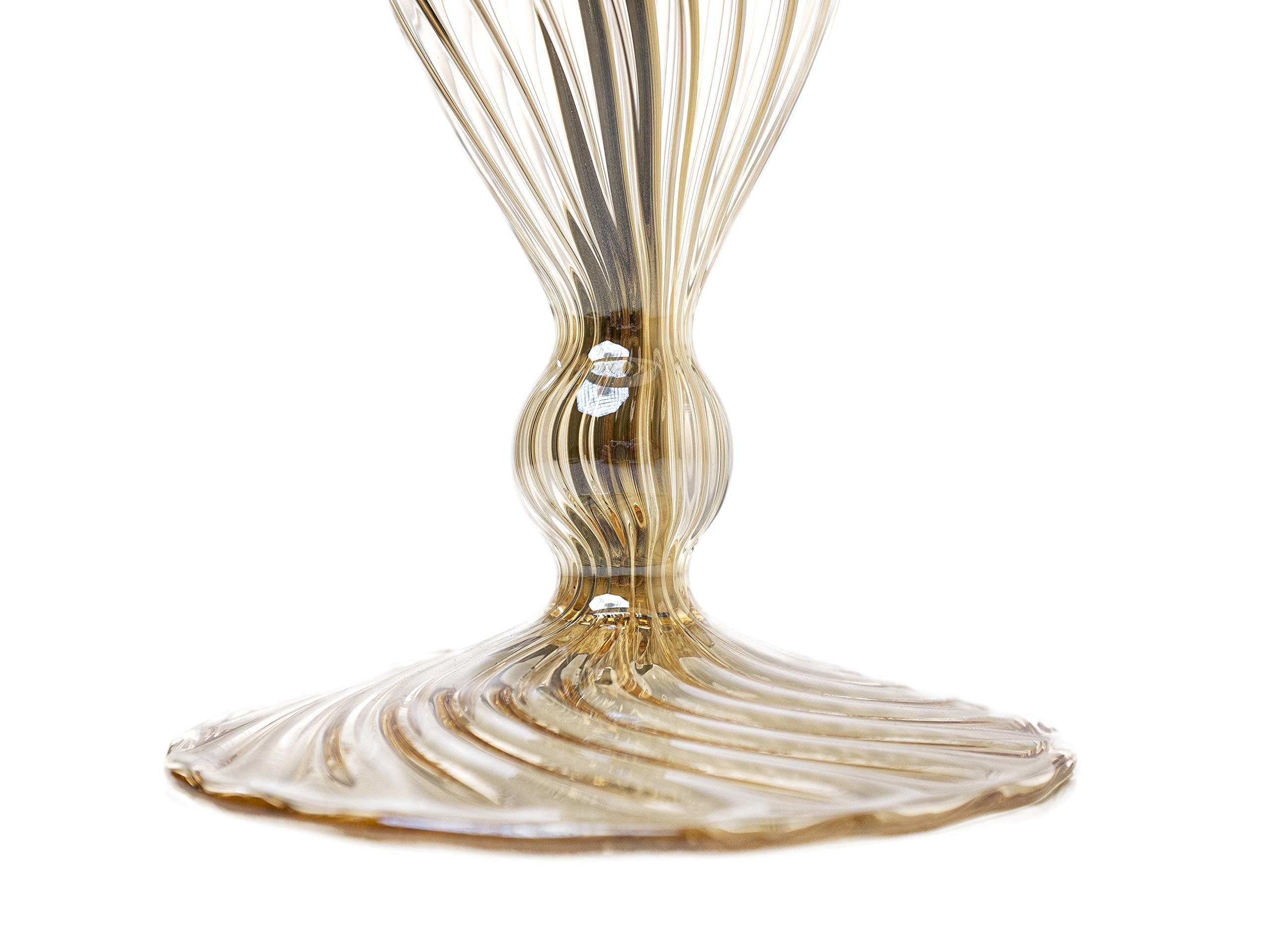Olivia: Lampada da Comodino Elegante in Cristallo Soffiato Ambra per Camera da letto e Soggiorno Stile Contemporaneo con Paralume Avorio fatto a mano