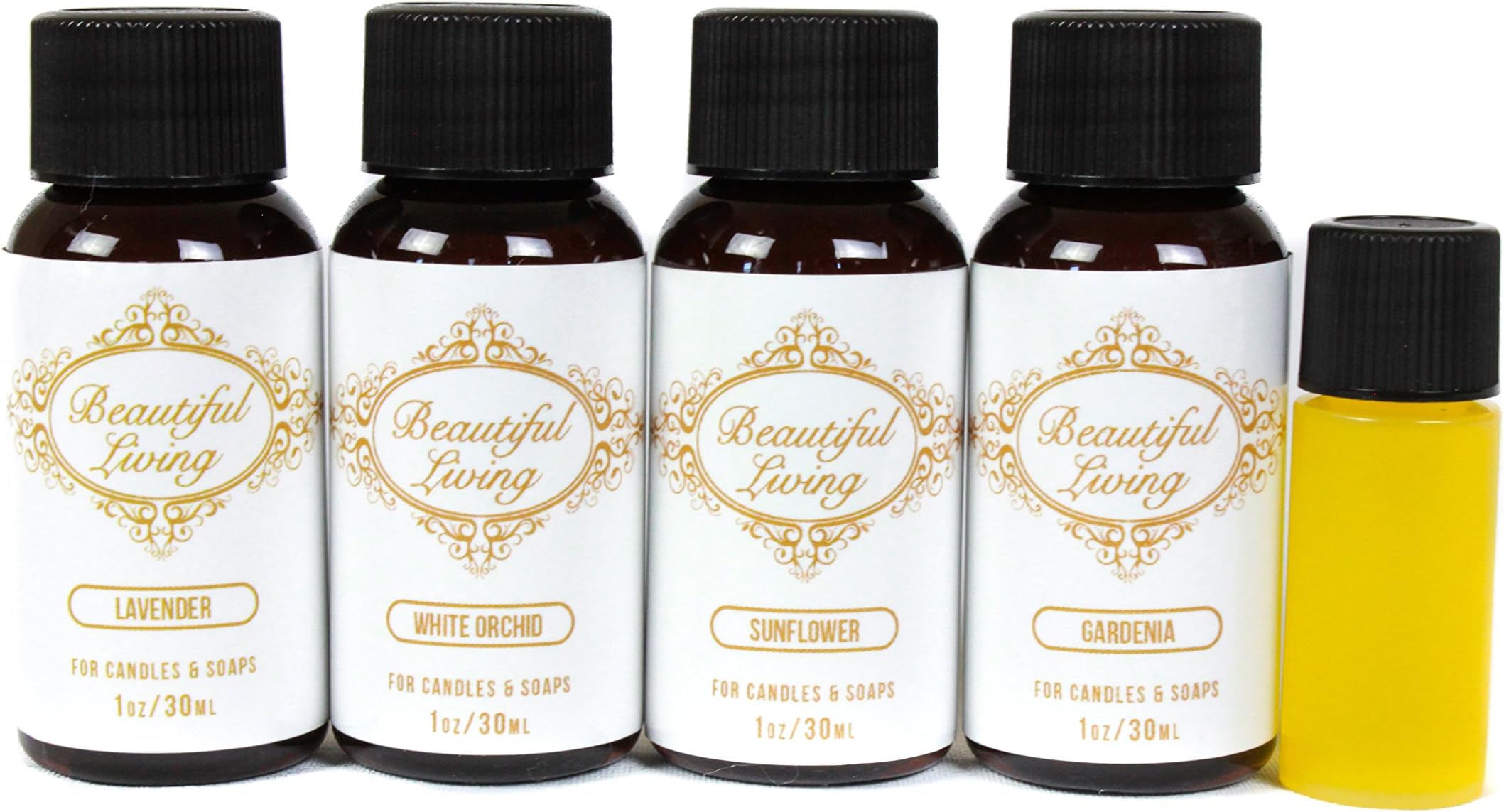 Fragrance Oil Sampler Set with Bonus Oil-Lavender, Gardenia, Sunflower, White Orchid and Bonus Magnolia-Scents for Candle Making and Soap Making- Works in Diffusers, Warmers, Potpourri