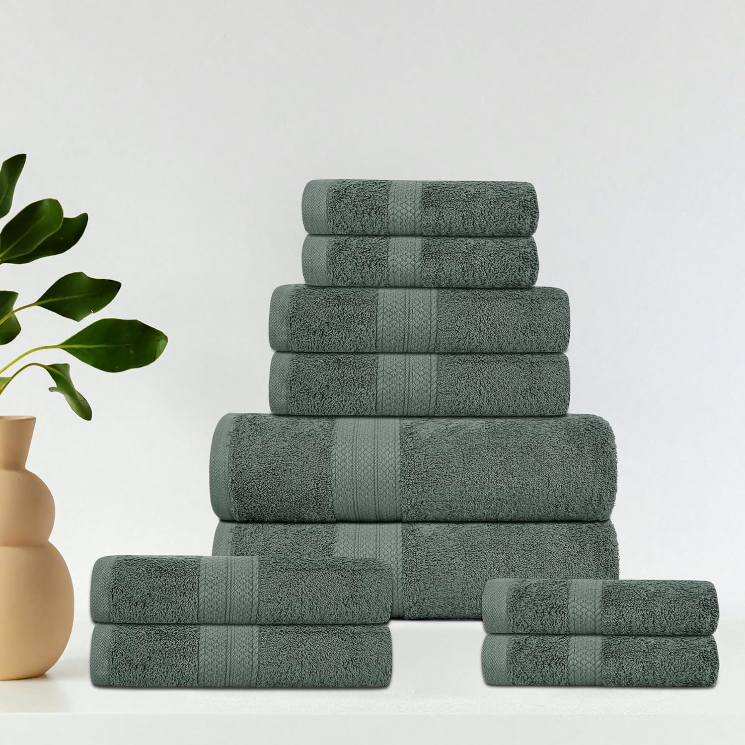 DreamNights 10 Piece Towel Set, 2 Bath Towels, 4 Hand Towels - Image 4