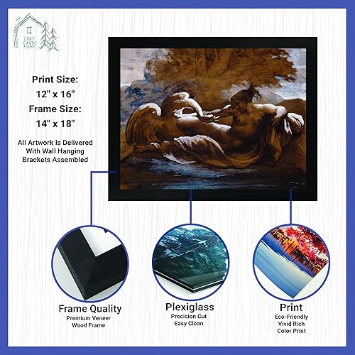 Miniatura 2 de Lost Cabin Leda & the Swan de Theodore Gericault  Impresión enmarañada en marco plano negro  Reproducción de pinturas de obras de arte finas  Regalo