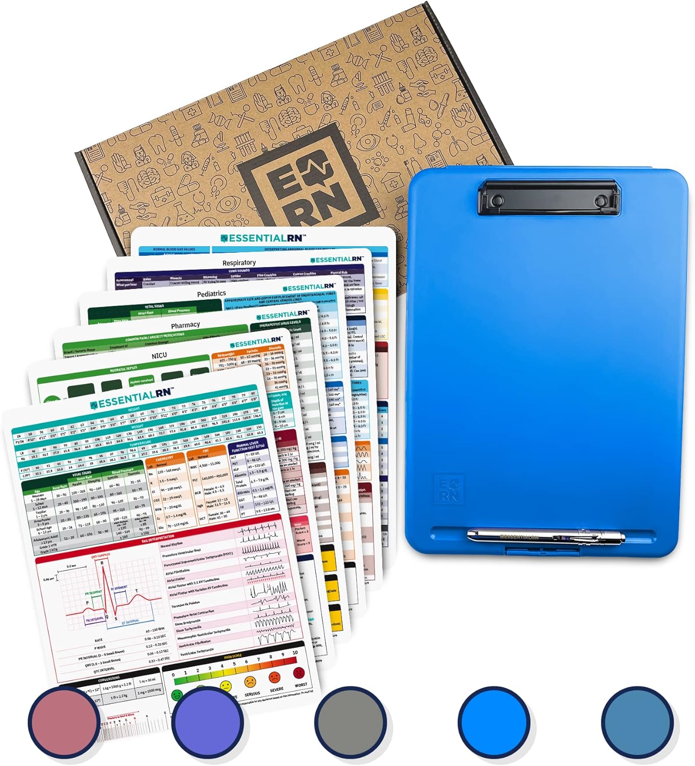 Essential RN Nursing Clipboard with Storage, Cheat Sheets