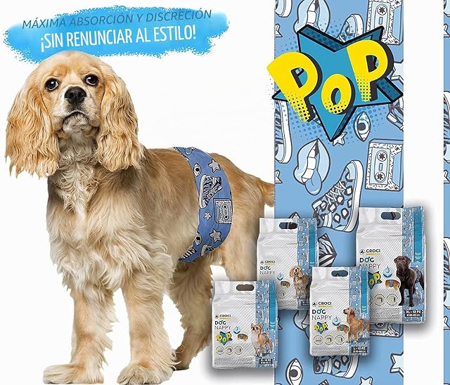 Foto 4 de 4 de Croci Dog Nappy - Banda Absorbente para Perros machos Talla L, diámetro 50-60 cm, Bragas de pañal higiénico…