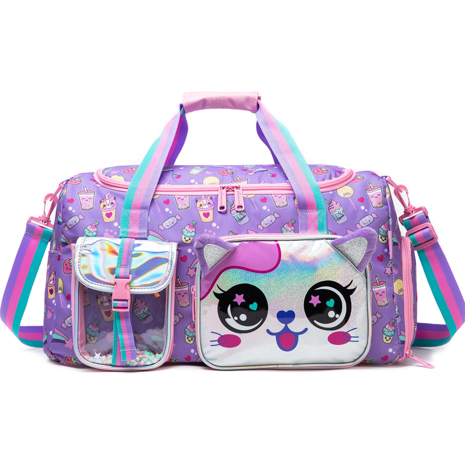 Kids Duffle Bag Girls Travel Bag for Kids Overnight Bag for Girls Dance Bag for Girls Weekender Bag Gym Bag with Shoe Compartment