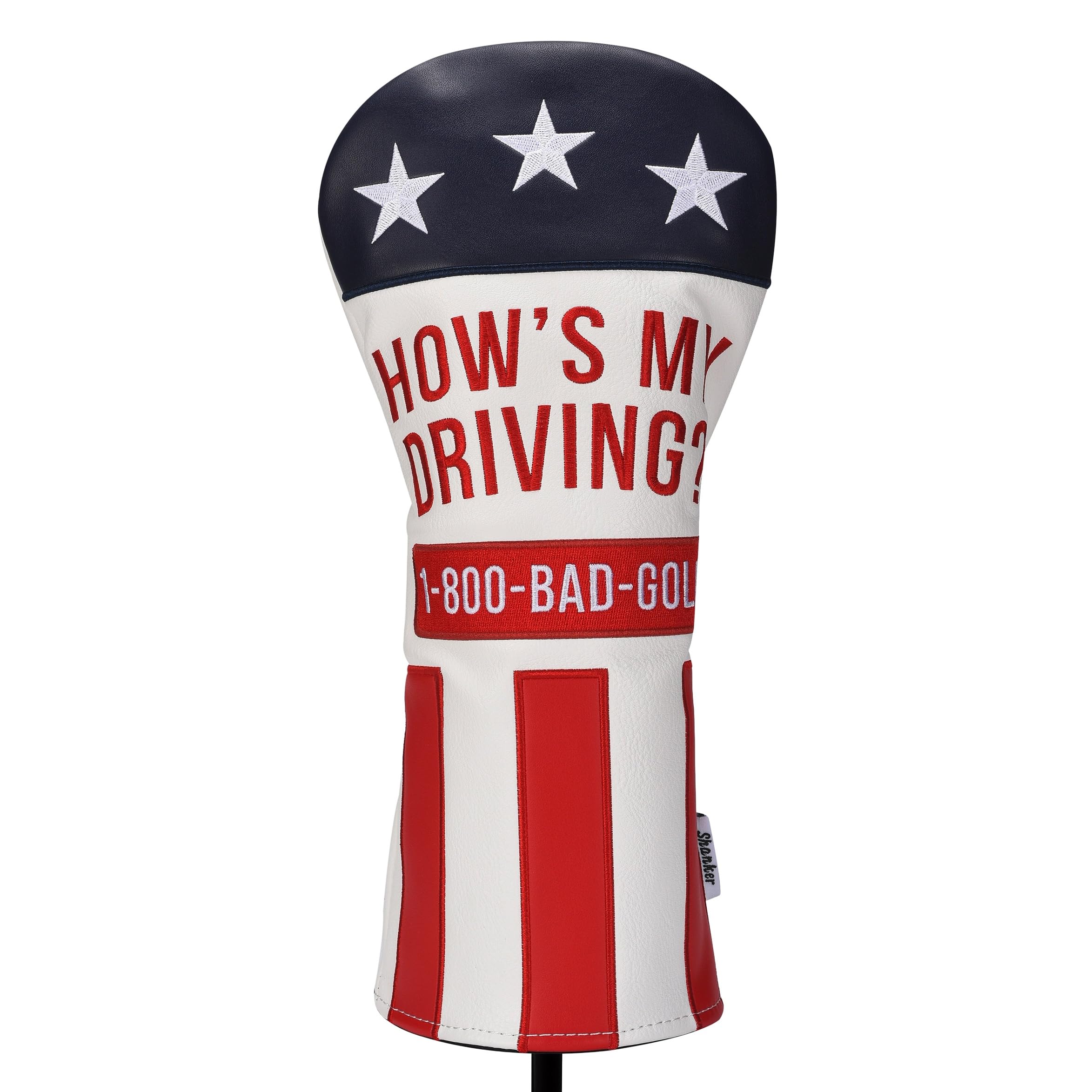 Shanker Golf - Funny Driver Headcover - How's My Driving Driver Cover - Funny Golf Gift for Men - Tour Grade PU Leather - Soft Velour Lining – Fits