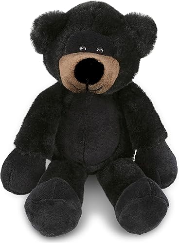 DolliBu Peluche de oso negro – Oso negro suave y abrazable de pierna larga, adorable juguete de peluche para jugar, lindo regalo de vida silvestre