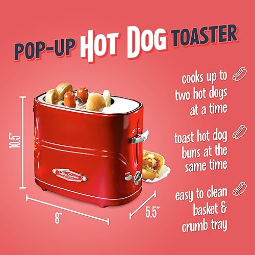 Miniatura 2 de Tostador Nostalgia hdt600retrored Retro Series Pop-Up Hot Dog Rojo