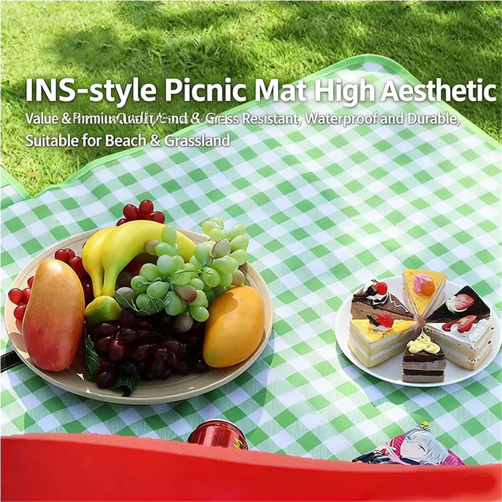 Tappetino da picnic impermeabile – Coperta da spiaggia portatile a prova di umidità per campeggio e viaggi, ideale per uso esterno, dimensioni 200-300 cm