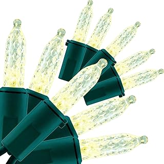 YULETIME Warm White Faceted LED Christmas Lights 200 Count 50 ft, Pack o...
