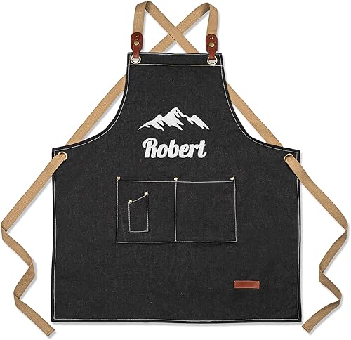 Delantal para hombres y mujeres, delantal de lona personalizado con bolsillos espaciosos, delantal unisex, cocina, jardinería, carpintería, regalo