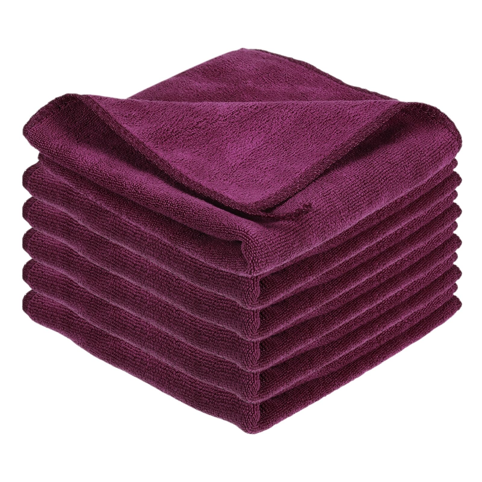 sourcing map 6 Pcs Square Hand Towels, 25 x 25 cm Soft Microfiber Hanging Hand Towel with Hanging Loop Highly Absorbent Kitchen Towels for Home Bathroom Kitchen Cleaning Supplies, Dark Red