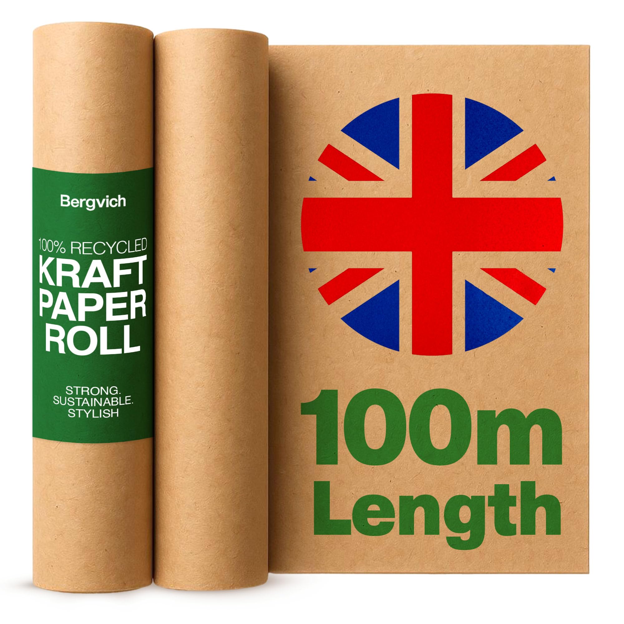 Bergvich Brown Paper Roll For Wrapping, Packing & Crafts – 900Mm X 100M Kraft Paper, Wrapping Paper For Parcels, Craft Paper, Parcel, Backing, Packaging, Made In Uk