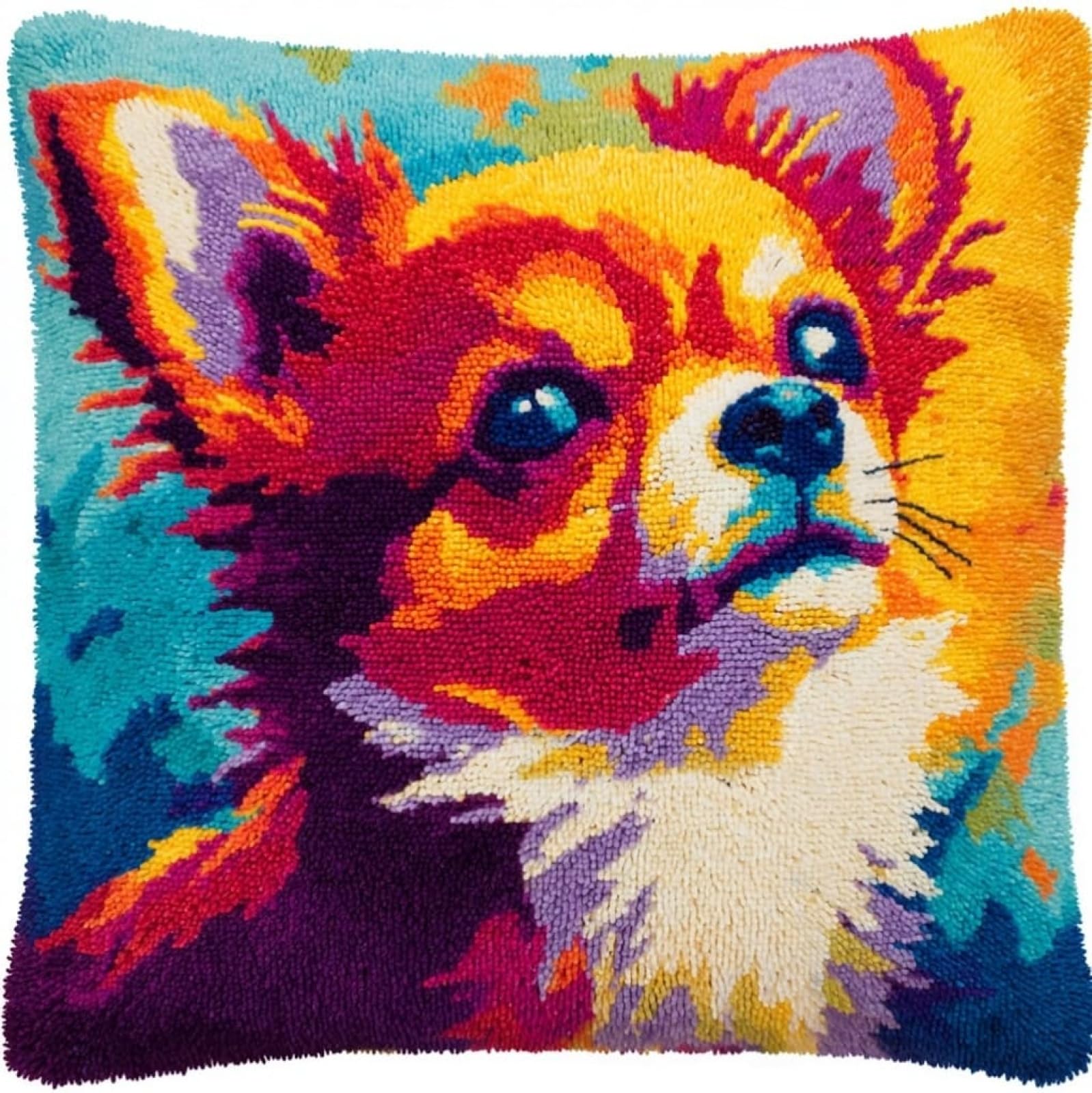 Wallustrioaw Chihuahua Dogs Latch Hook Pillow Case Kits,