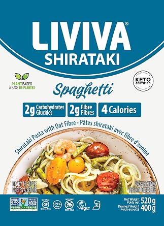 LIVIVA Low Calorie Keto-Certified Organic Shirataki Spaghetti 14 Ounce (Pack of 6)
