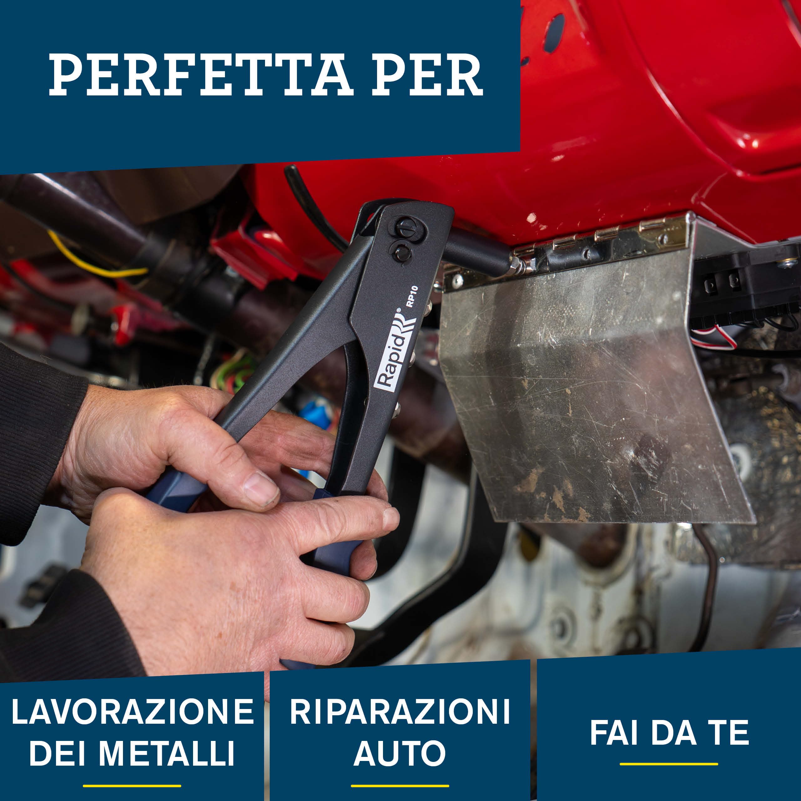 Rapid RP10 Kit Rivettatrice Manuale con 100 Rivetti Alluminio 3.2-4.8mm Impugnatura Morbida