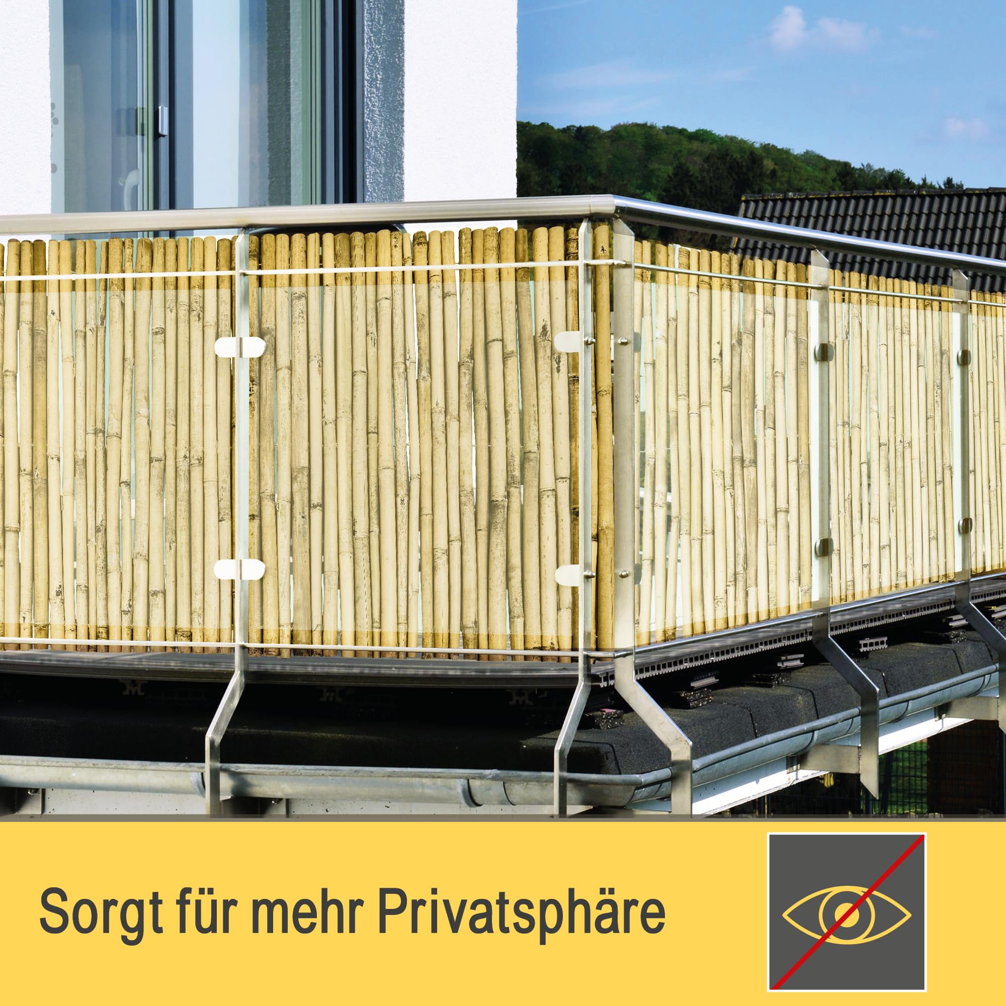 Sol Royal Hell Glänzend Premium Bambus Sichtschutz 160 hoch – Hochwertig Bambusrohre Ø2-3cm Witterungsbeständig – Bambuszaun Gartensichtschutz Balkon Sichtschutz Bambus Sichtschutzzaun 160x250cm – B99