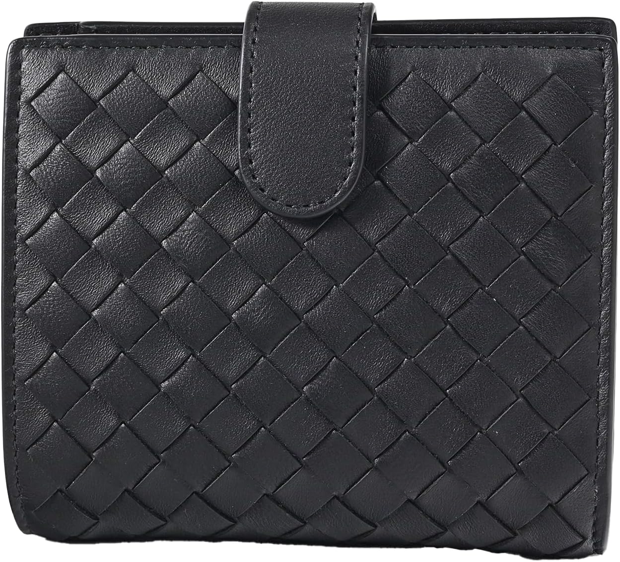 Bottega Veneta 121059 V3UN 8803コイン財布付き双倍の財布イントルケートメンズ、女性、黒、イタリアの財布、革で