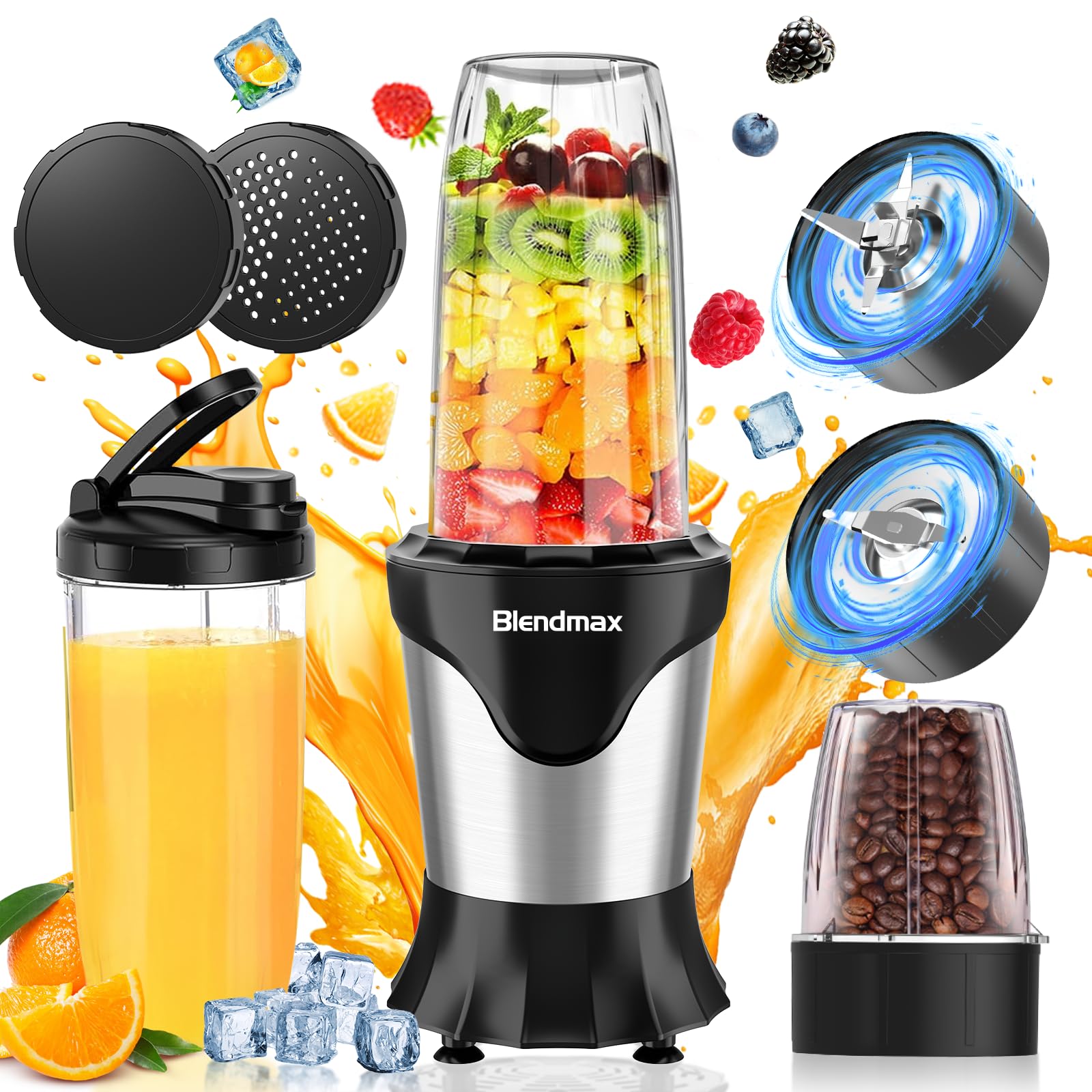 ハイパワーミキサー&ミル Amazon | 【10点セット・氷も砕ける】ミキサー ジューサー パワフル