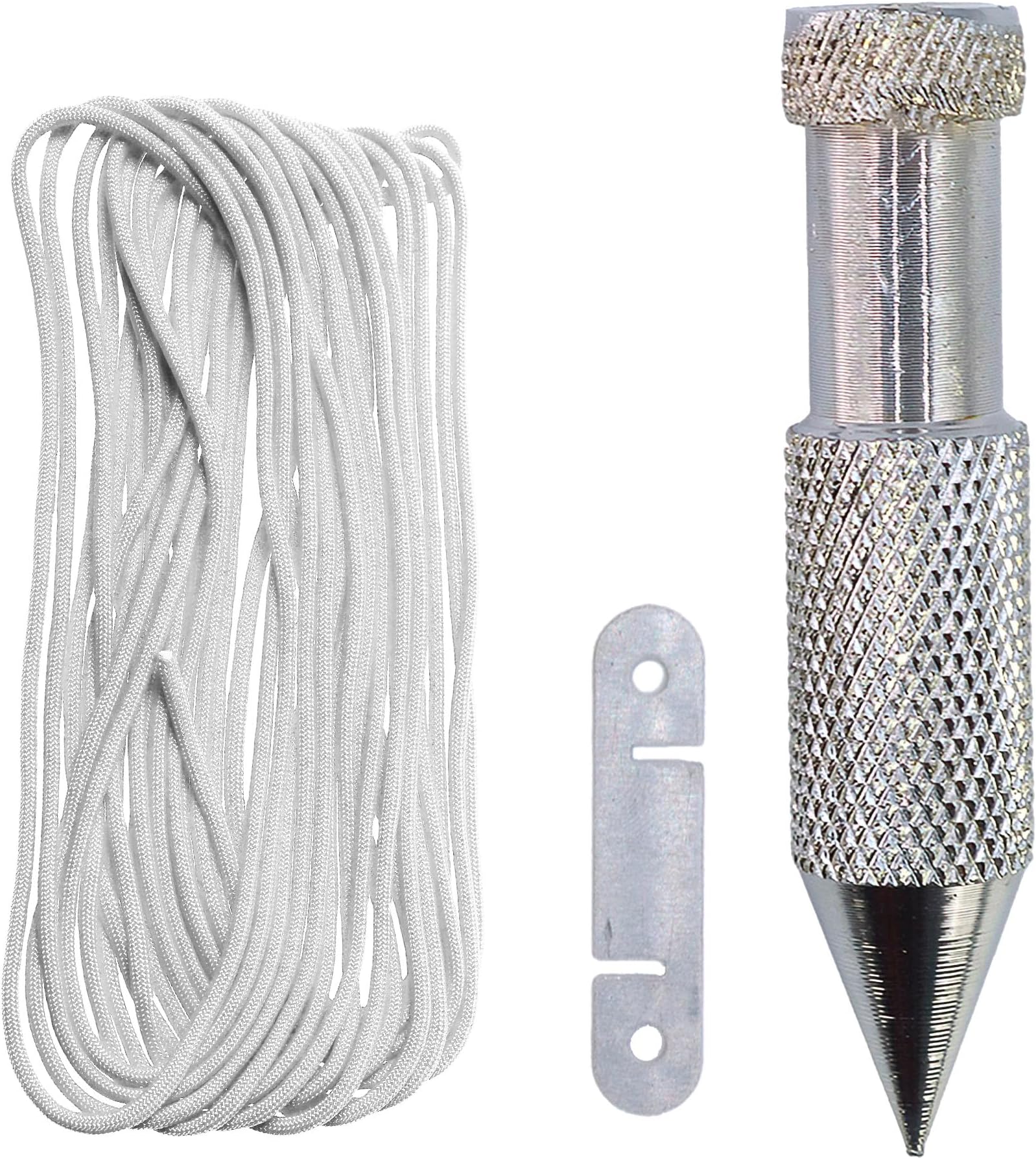 Plumb Bob and 18m Line Set - Machine Pointed and Corrosion Resistant Builders Line, Hi Visibility Braided Line, Ideal for Construction Applications