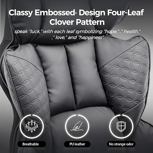 Miniatura 5 de GTRACING - Silla de juegos grande y alta de 400 libras, silla de oficina resistente con reposapiés, soporte lumbar ergonómico, silla de montar 3D