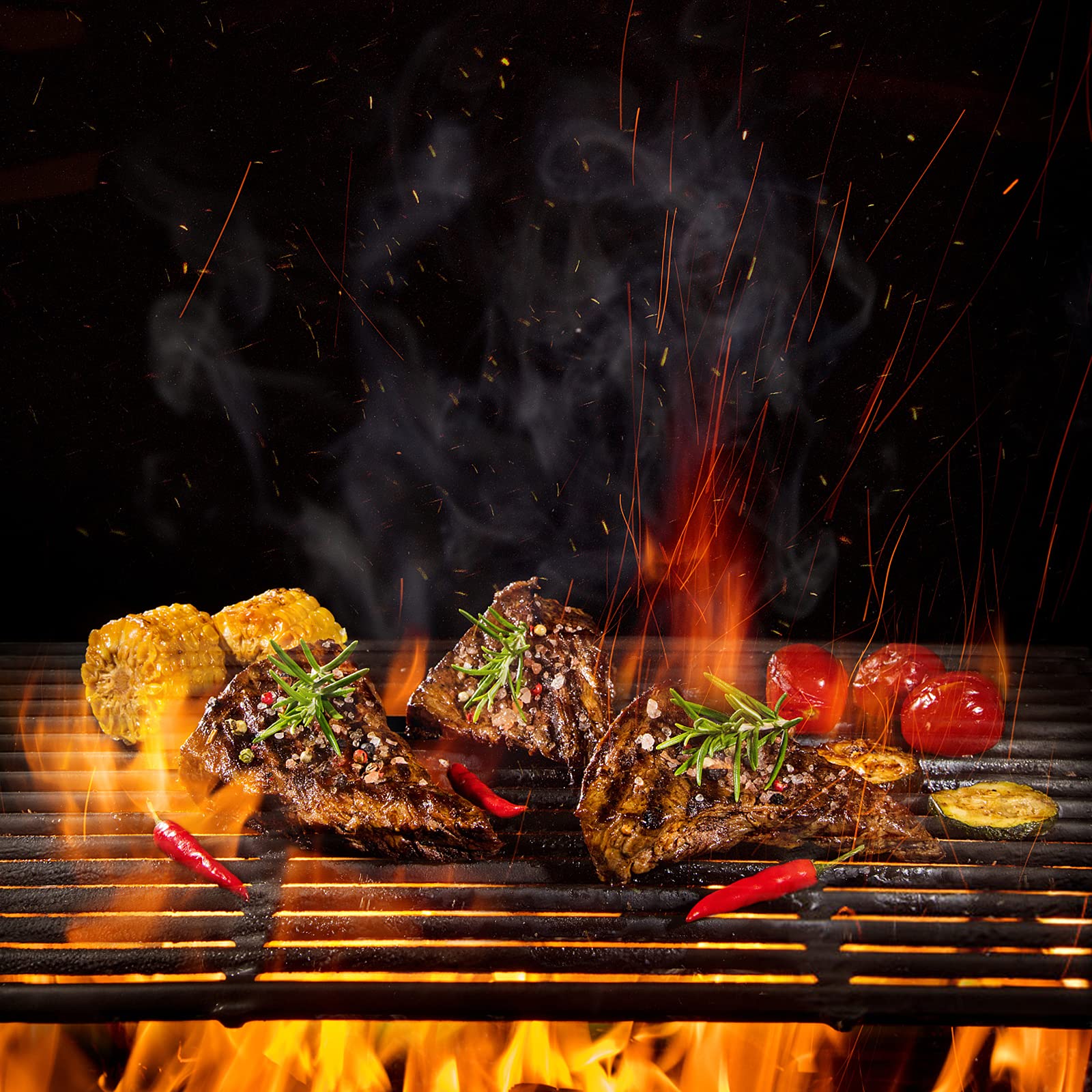 Aufun Prostokątny emaliowany grillGrill żeliwny, akcesoria do grillowania, Grill gazowy, Grill na węgiel drzewny, 54x34cm