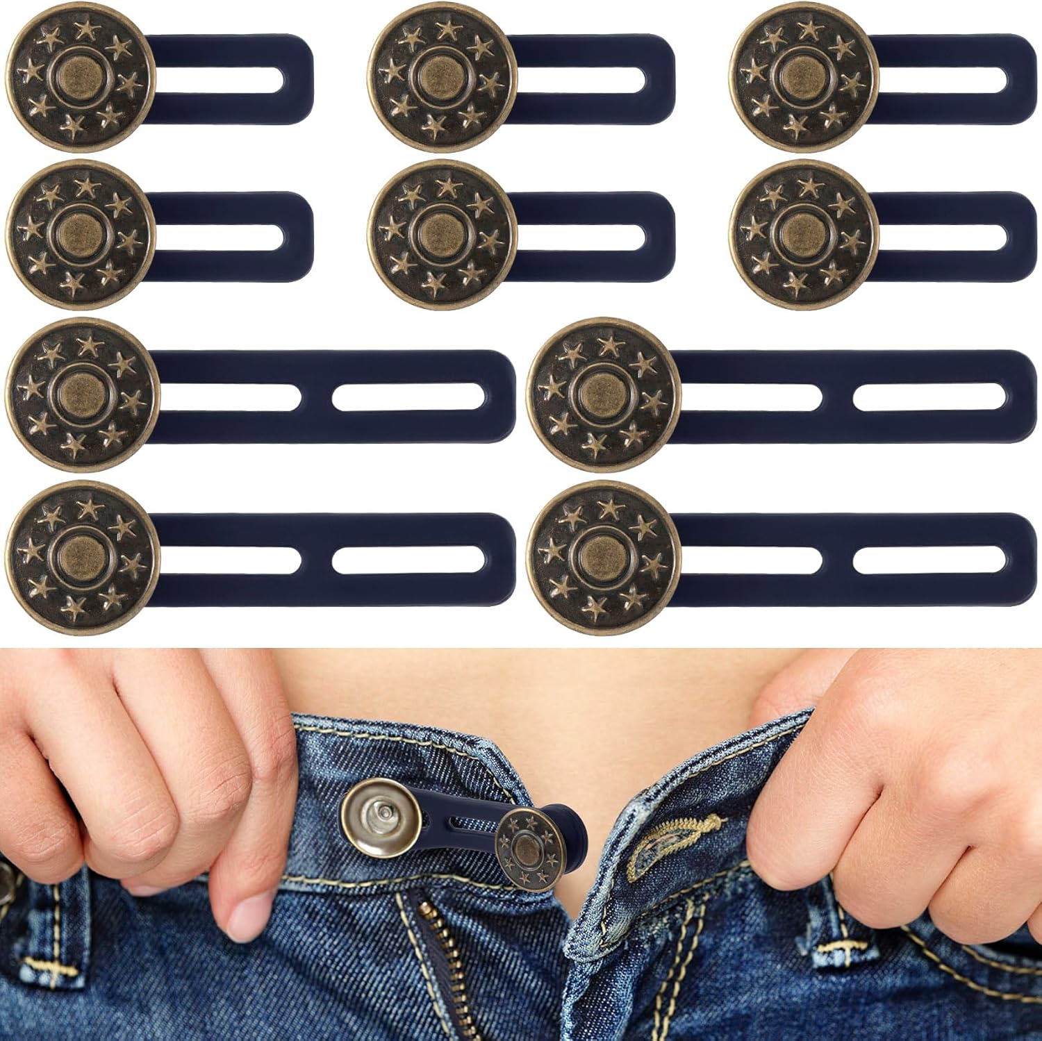 8-Piece Button Extenders For Jeans - 4 Style Waist Extenders For Men & Women
