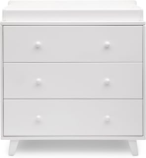 Delta Children Ava 3 Drawer Dresser with Changing Top, White Price In India