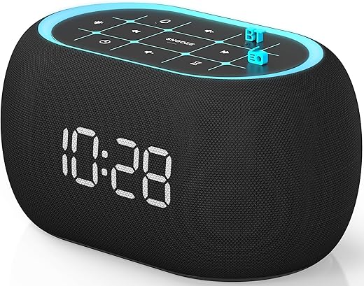 ANJANK Alarm Clock FM Radio with Bluetooth Speaker, Hi Fi Stereo Sound, 0 100 % Dimmer, 7 Clolors