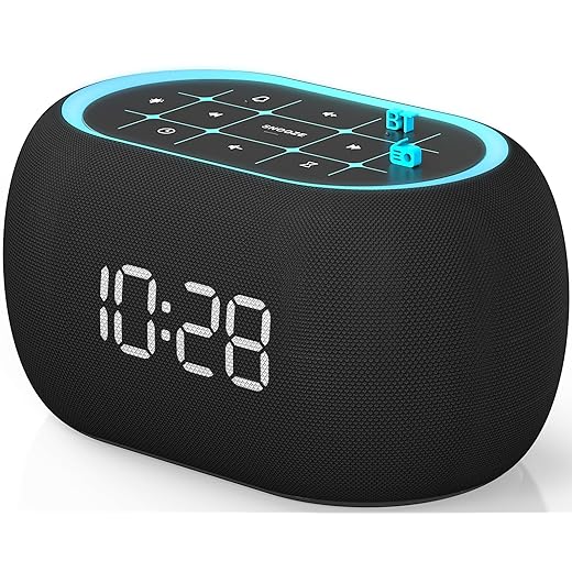ANJANK Alarm Clock FM Radio with Bluetooth Speaker, Hi Fi Stereo Sound, 0 100 % Dimmer, 7 Clolors