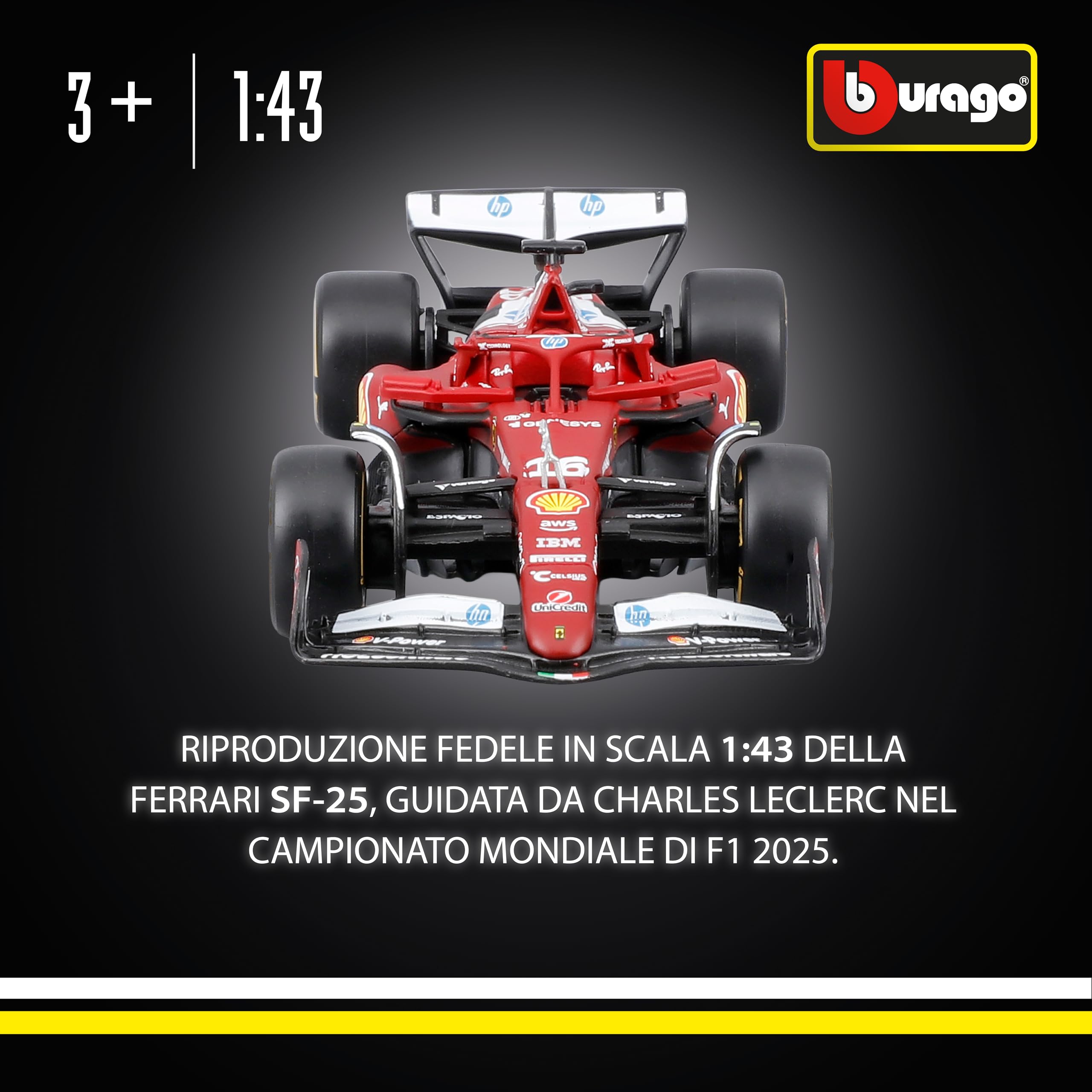 Bburago Ferrari SF-25 F1 2025 #16 Leclerc Diecast Model 1:43 Monoposto Formula 1