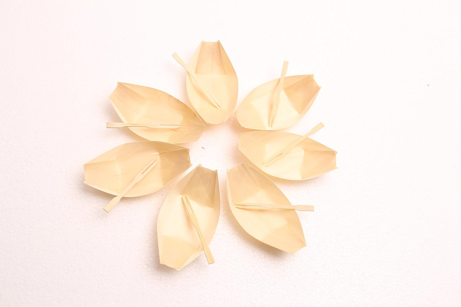 Bamboo Wooden Boat 200 Packs with 200 pcs Bamboo Stickers 4 Inches