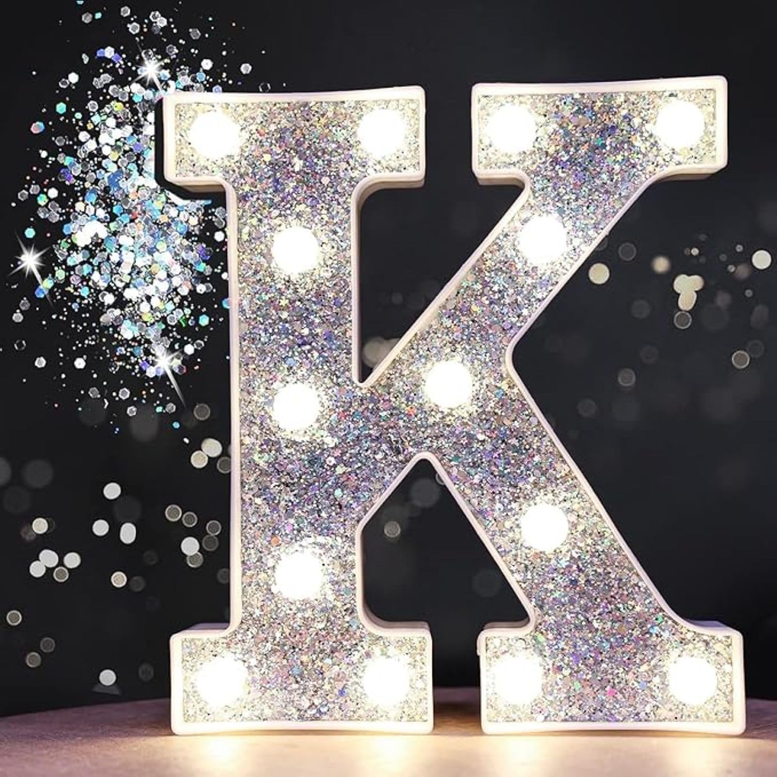 Jemnpela LED Marquee Letter Number Sign Lights Glitter Light Up Alphabet Figure Night Light for Birthday Party Wedding Home Bar Holiday Wall Decoration