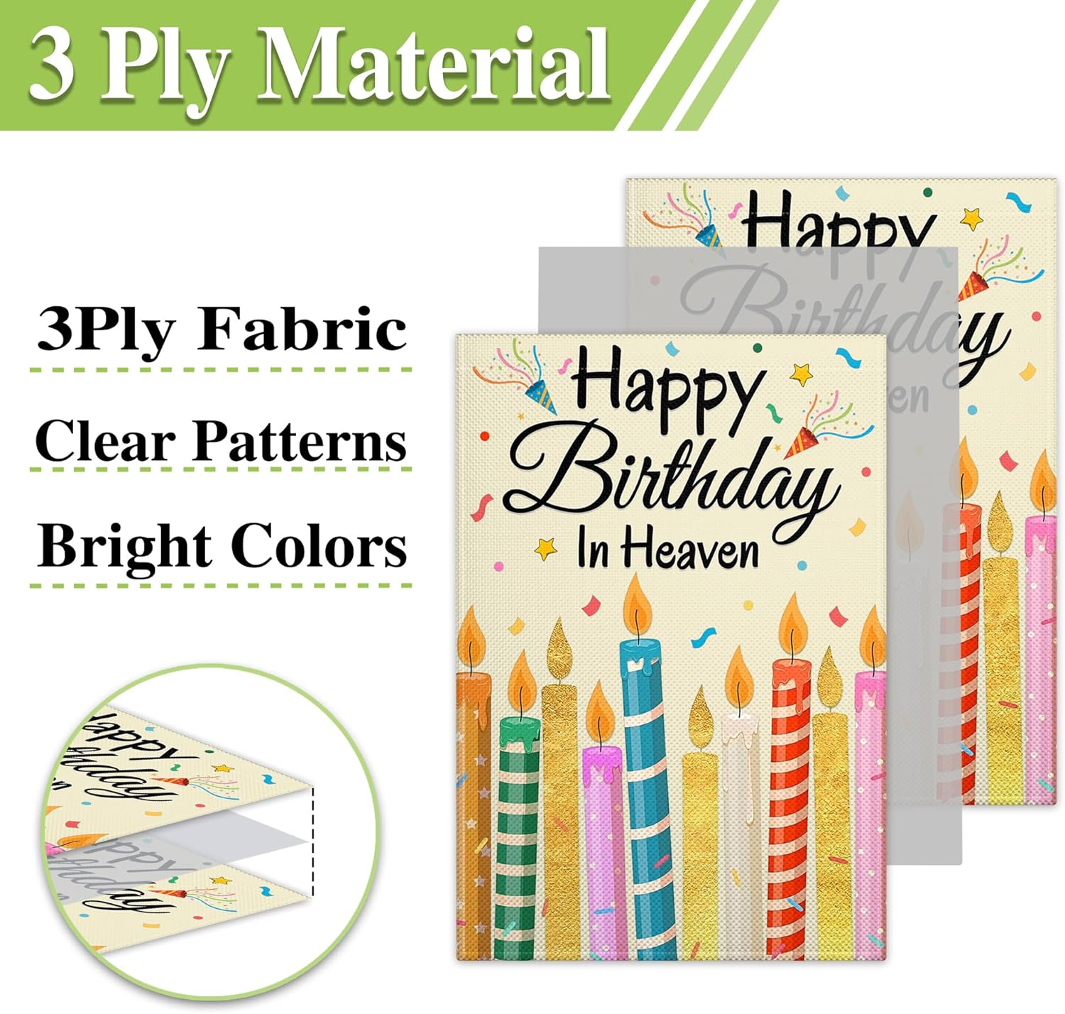 Happy Birthday In Heaven Garden Flag 12x18 Inch Double Sided Funeral Memorial Flag for Outdoor Grave Cemetery Farmhouse Lawn Yard Sign Decor - Image 5