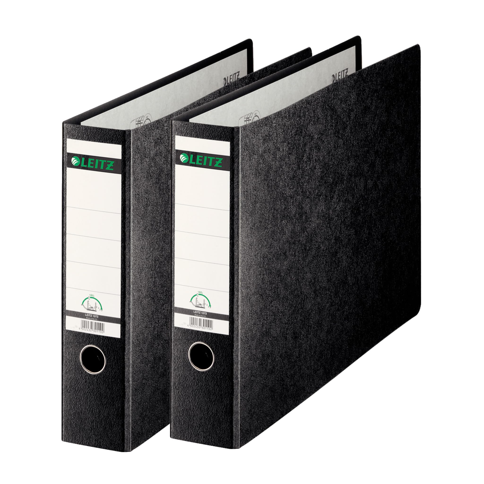 Leitz Quality Folder 180° A3 Landscape Pack of 2 Black 80 mm Spine A3 Landscape Format Hard Cardboard Cover 10730000
