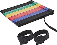 Vista 1 de 120 bridas de sujeción para cable reutilizables, multiusos de 20 cm para gestión de cables con gancho y bucle, bridas ajustables para organizar