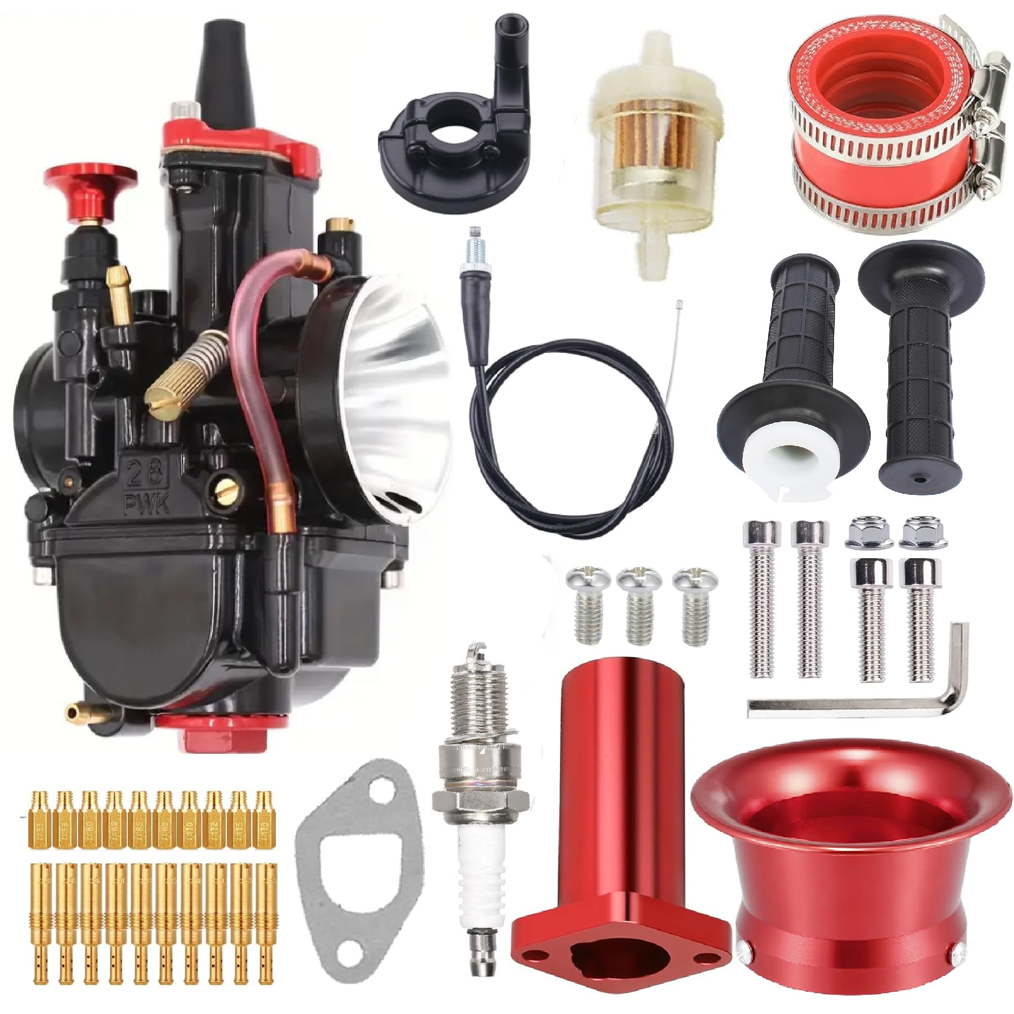 Predator 212 Carb –High-Performance Mikuni Carburetor for Predator 212cc, Honda GX160 GX200 Clonn Engine-Ultimate Upgrade to Your Powersports Mini Bike Go Karts (red)