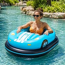 Inflatable Electric Pool Bumper Boat, Motorized Pool Float for Adults, 360 Steering, 2-4 km/h Speed, Supports Up to 265 Lbs, Pool Boat for Summer Parties & Family Gatherings
