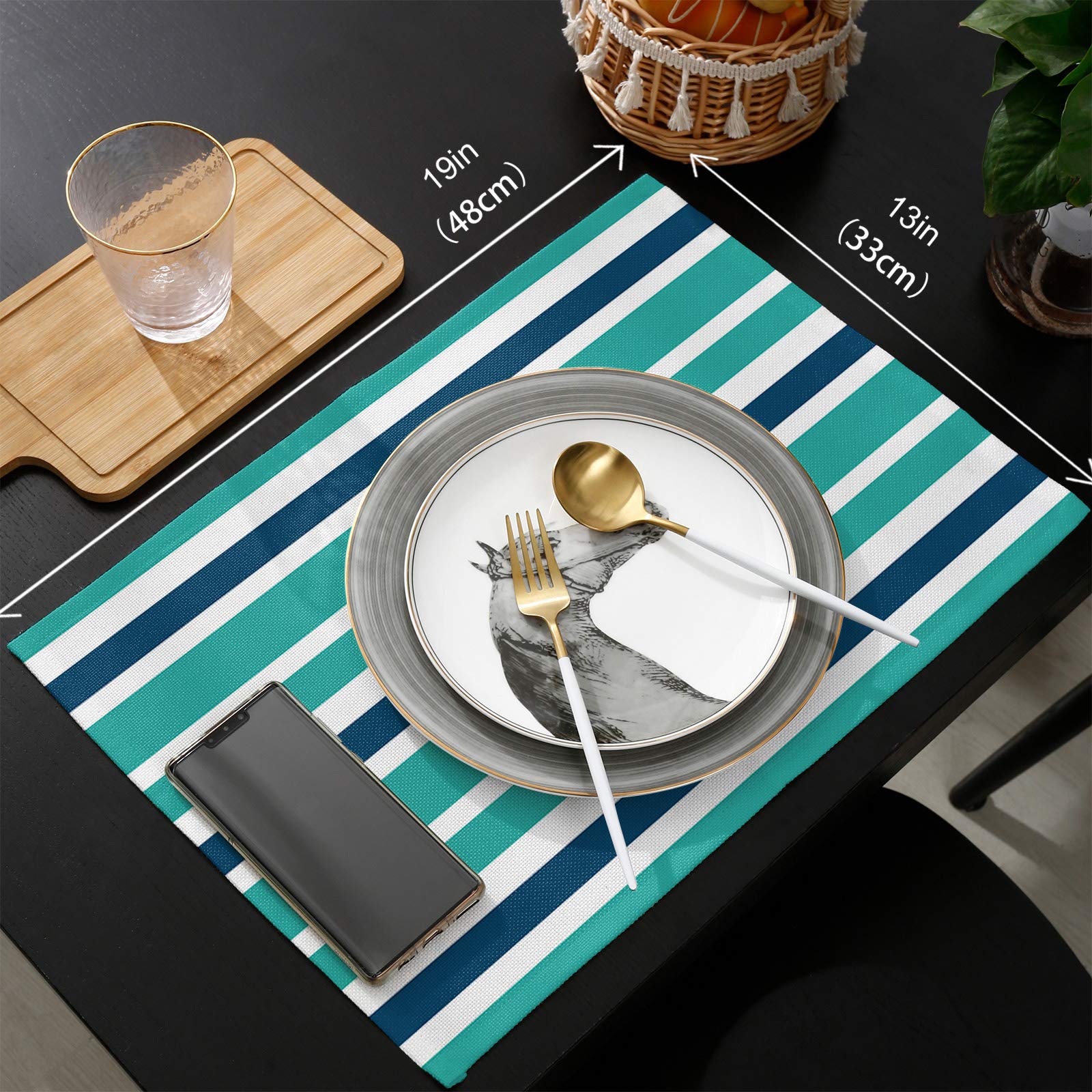 Amazon.co.jp: ランチョンマット 6枚セット コットンリネン プレース