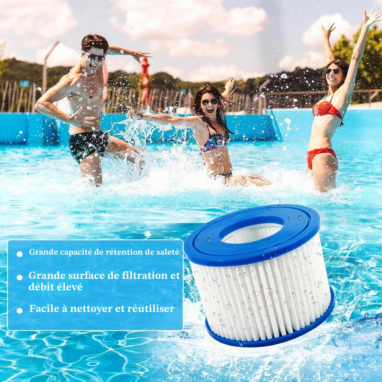 Lot de 6 Filtres de Type VI pour Spa, Filtre VI Cartouche pour Bestway Lay-Z-Spa, Filtre Piscine Filtre de Spa et de Bain à Remous Type VI pour Miami, Monaco, Vegas, 58323, Palm Springs, Paris