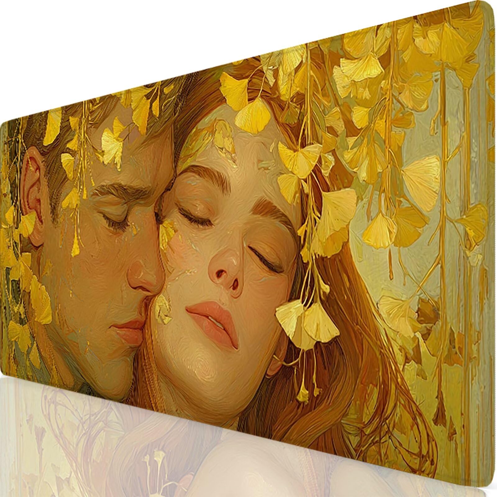 Żółta podkładka pod mysz, duża podkładka pod mysz XXL 800 x 400 x 4 mm, podkładka pod mysz do klawiatury i biura, z przeszytymi krawędziami i antypoślizgowym tyłem do domu, prezent w-613