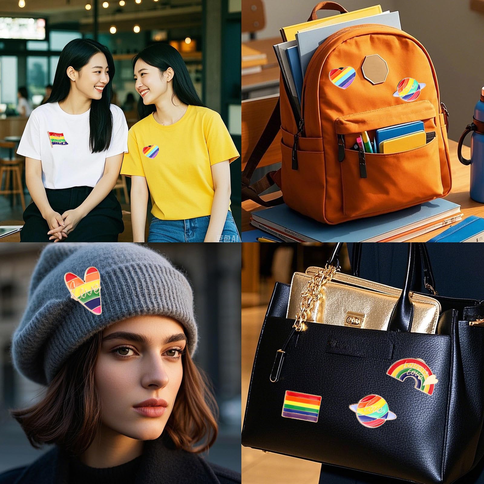 Mikovivi 6szt Przypinki LGBT Pride, Tęczowa Flaga Przypinka Progress Pride Lapel Broszka Progressive Miłość to Miłość Przypinki Lesbijki Transseksualne Biseksualne Geje Dekoracje na Ubrania Torby