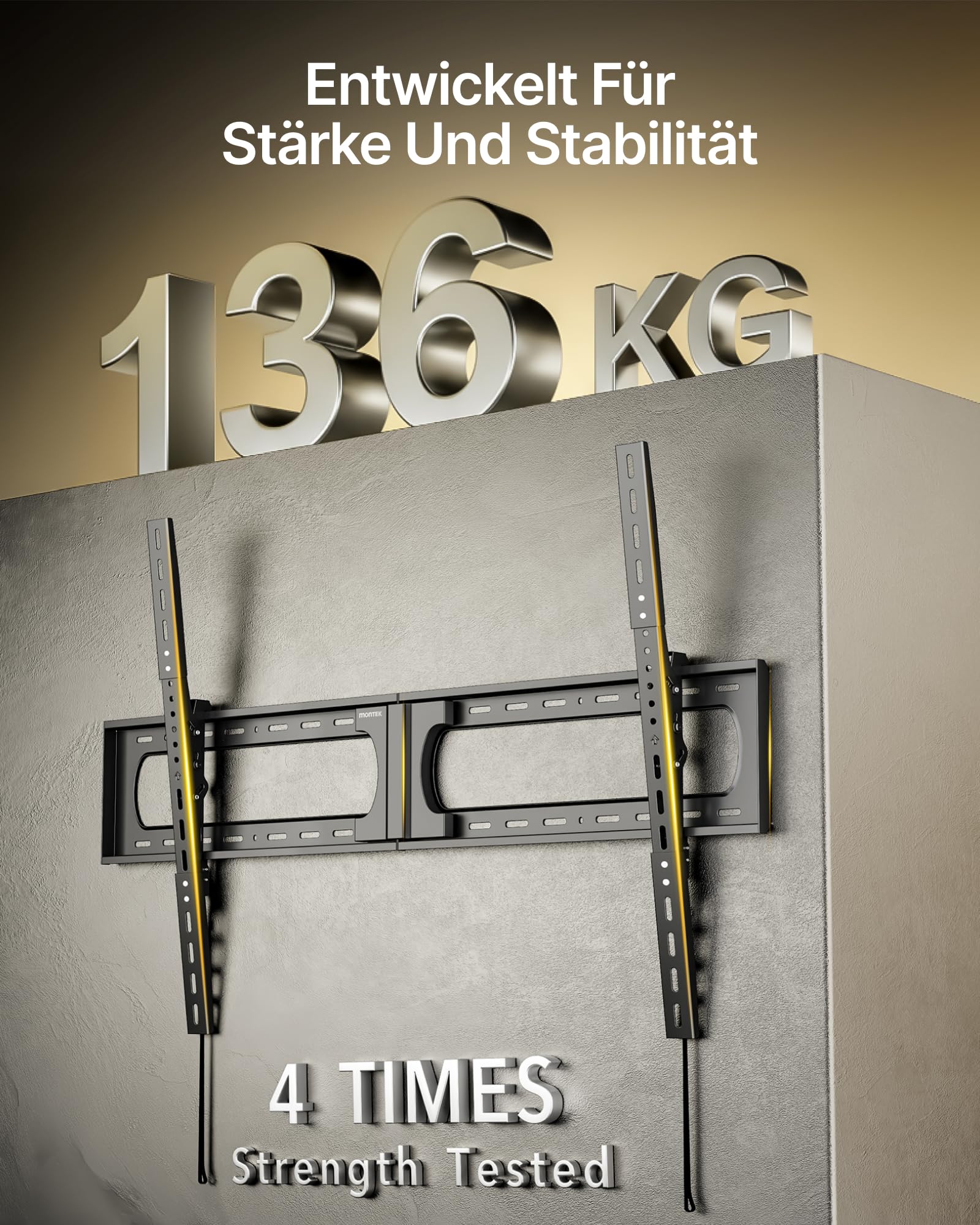monTEK Soporte de Pared para TV 37-140 Pulgadas | Inclinable, Resistente hasta 136 kg, Perfil Ultra Delgado, VESA Máx 1200x800 mm, Apto para Pantallas Planas y Curvas